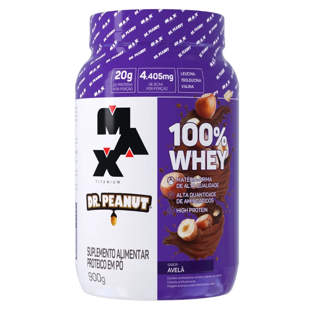 Whey Protein Dr. Peanut 100% Whey 900g — Sabores 900g — Max Titanium