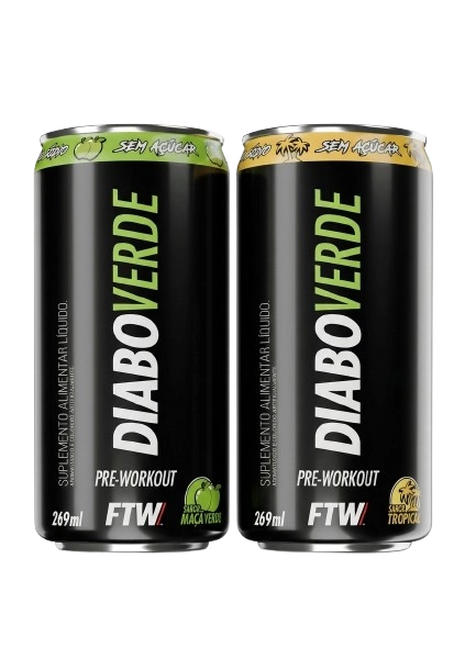 Fitness & Performance Energético Diabo Verde · Pre-Workout em Lata | 3 Unidades | 269ml cada | Sabores — FTW