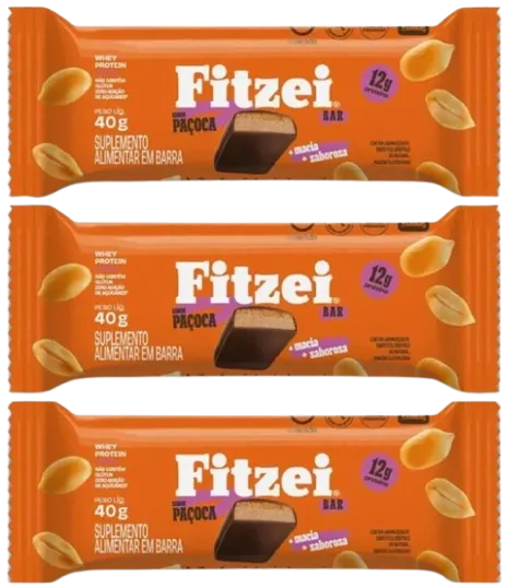 Fitness & Performance Barras de Proteína Fitzei · Zero adição de Açúcares | 3 Unidades Sabor Paçoca — Vitafor