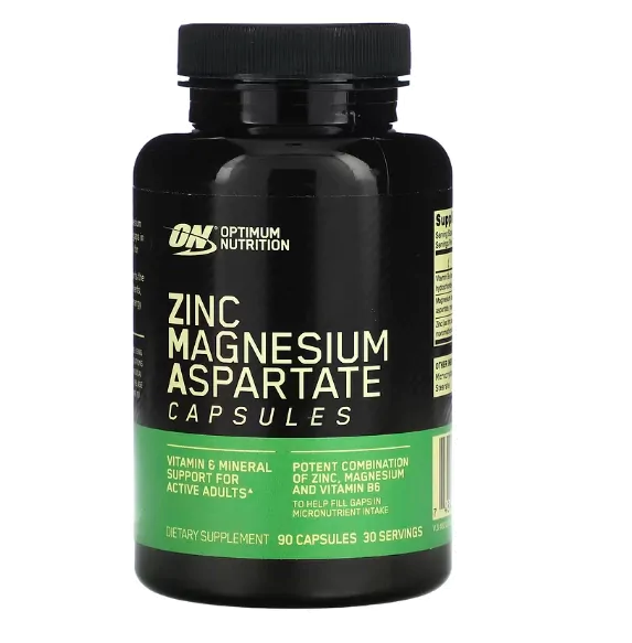 Vitaminas ZMA · Aspartato de Zinco e Magnésio | 90 Cápsulas — Optimum Nutrition