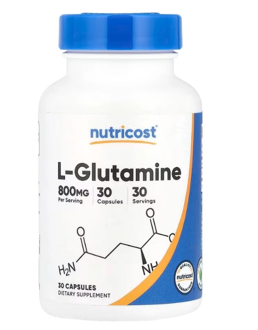 Aminoácidos L-Glutamina 800mg — 30 Cápsulas — Nutricost