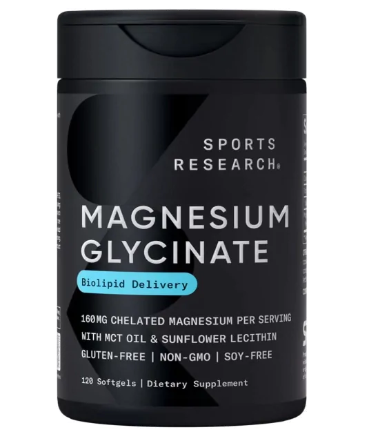 Vitaminas Glicinato de Magnésio 80mg — 120 Softgels — Sports Research