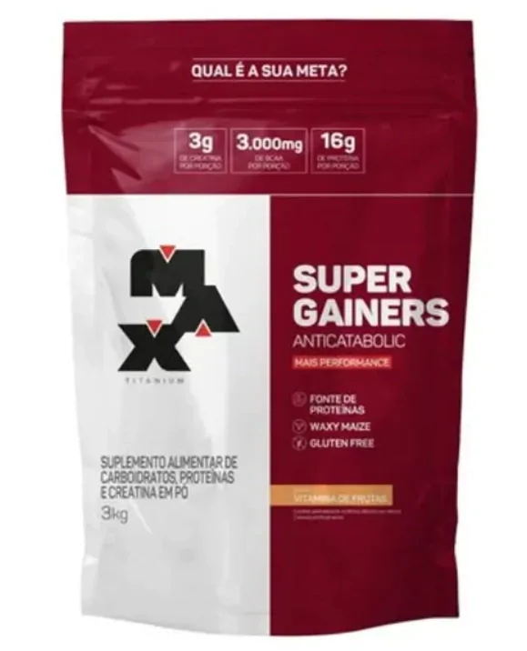 Hipercalórico Super Gainers · 3Kg | Sabor Vitamina de Frutas | Refil — Max Titanium