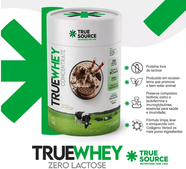 True Whey · Zero Lactose | 900g | Sabor Cookies Milkshake — True Source