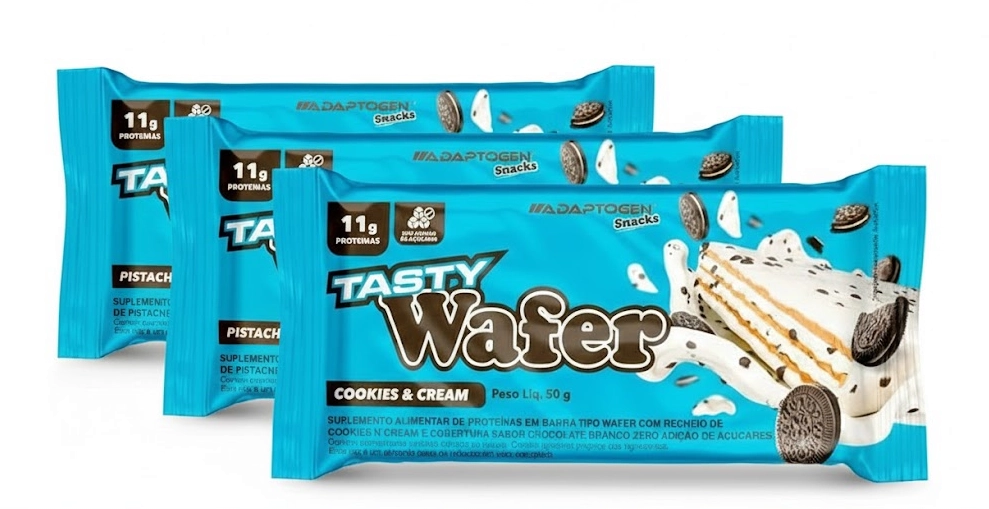 Tasty Wafer · Barra de Proteína | Sabores | 3 unidades 50g Cada — Adaptogen