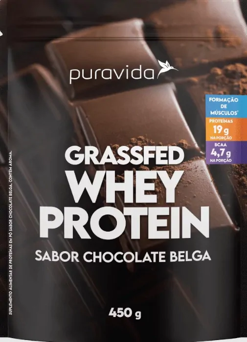 Whey Protein Grassfed · Sabor Chocolate Belga | 450g — PuraVida