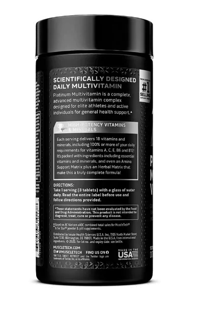 Vitaminas Multivitamínico Platinum — 60 Comprimidos — Muscletech