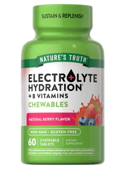 Vitaminas Electrolyte Hydration · Eletrólitos com Vitamina B | 60 comprimidos mastigáveis — Nature's Truth
