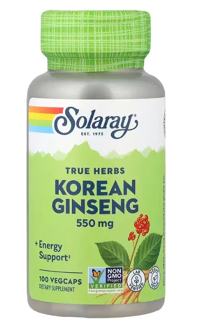 Vitaminas korean Ginseng 550mg · Ginseng Coreano | 100 VegCaps — Solaray