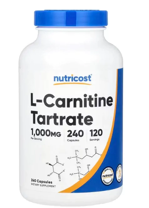 Termogênico L-Carnitina Tartarato 1000mg — 240 Cápsulas — Nutricost