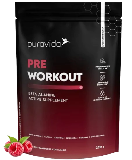 Pré-Treino Pré Treino · Pre Workout | 220g Sabor Framboesa com Limão — PuraVida