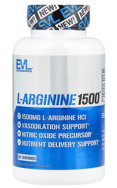 Aminoácidos L-Arginine 1500 — 100 Cápsulas — EVLution Nutrition