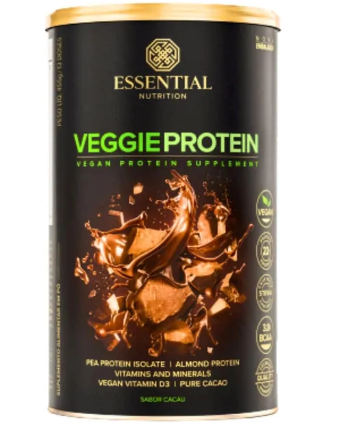 Fitness & Performance Veggie Protein Cacao — Sabor Cacau 455g — Essential Nutrition
