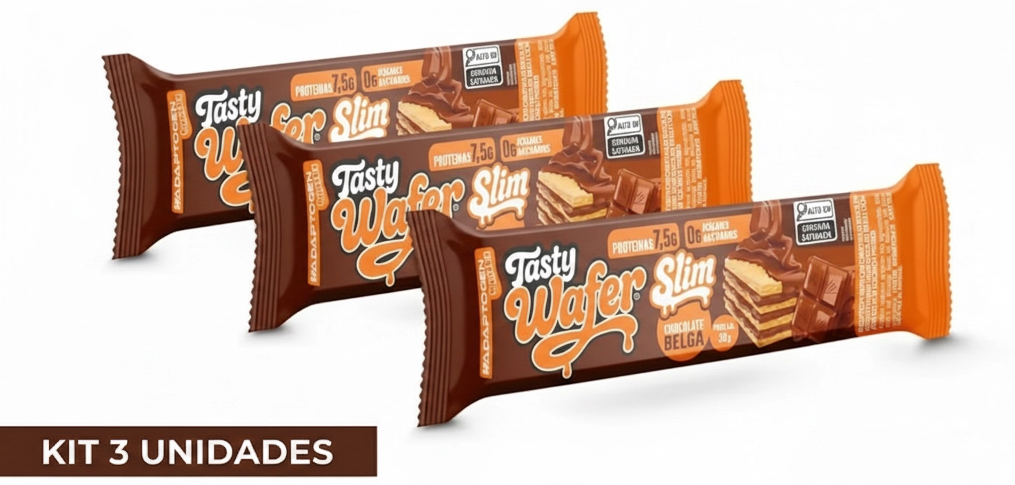 Fitness & Performance Tasty Wafer Slim · Sabor Chocolate Belga | 3 Unidades com 30g Cada — Adaptogen