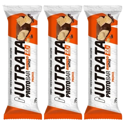 Barra de Proteína Protobar · Sabor Paçoca | 3 Unidades 70g Cada — Nutrata