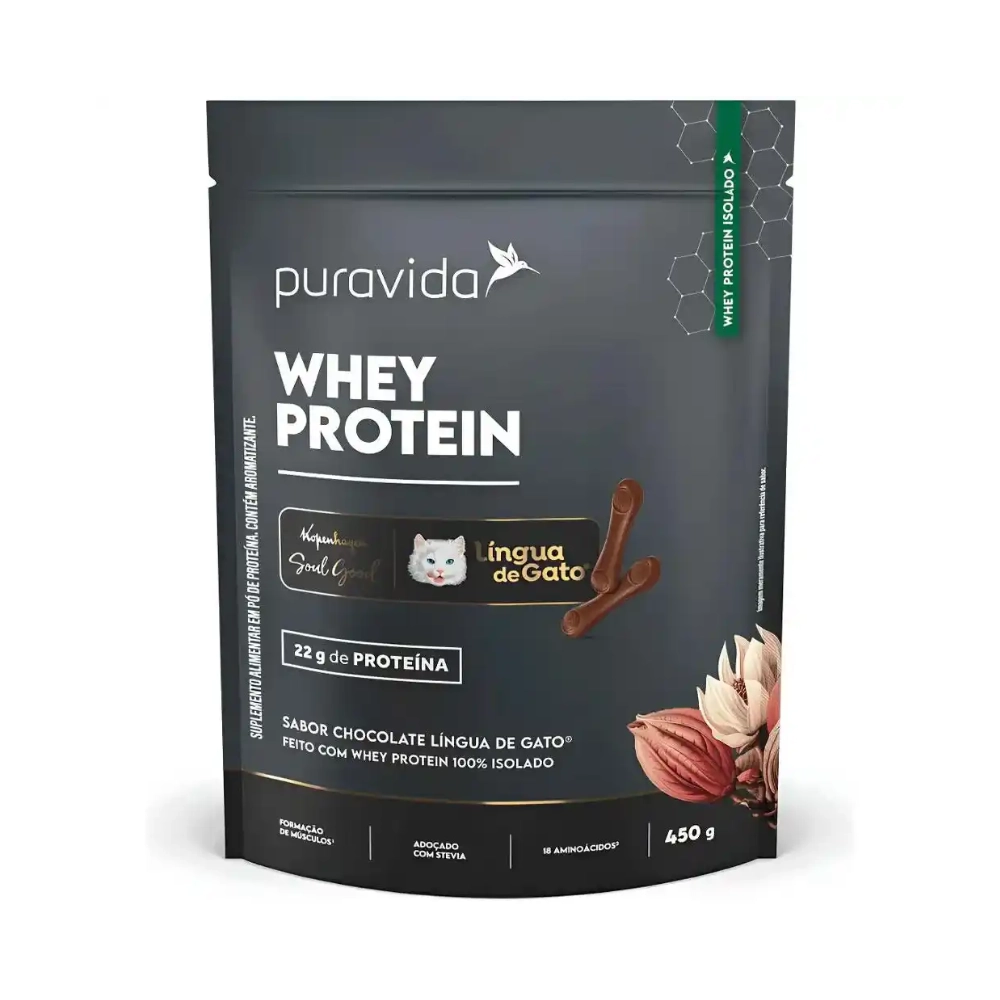 Whey Protein Isolado · Sabor Chocolate Língua de Gato | 450g — PuraVida