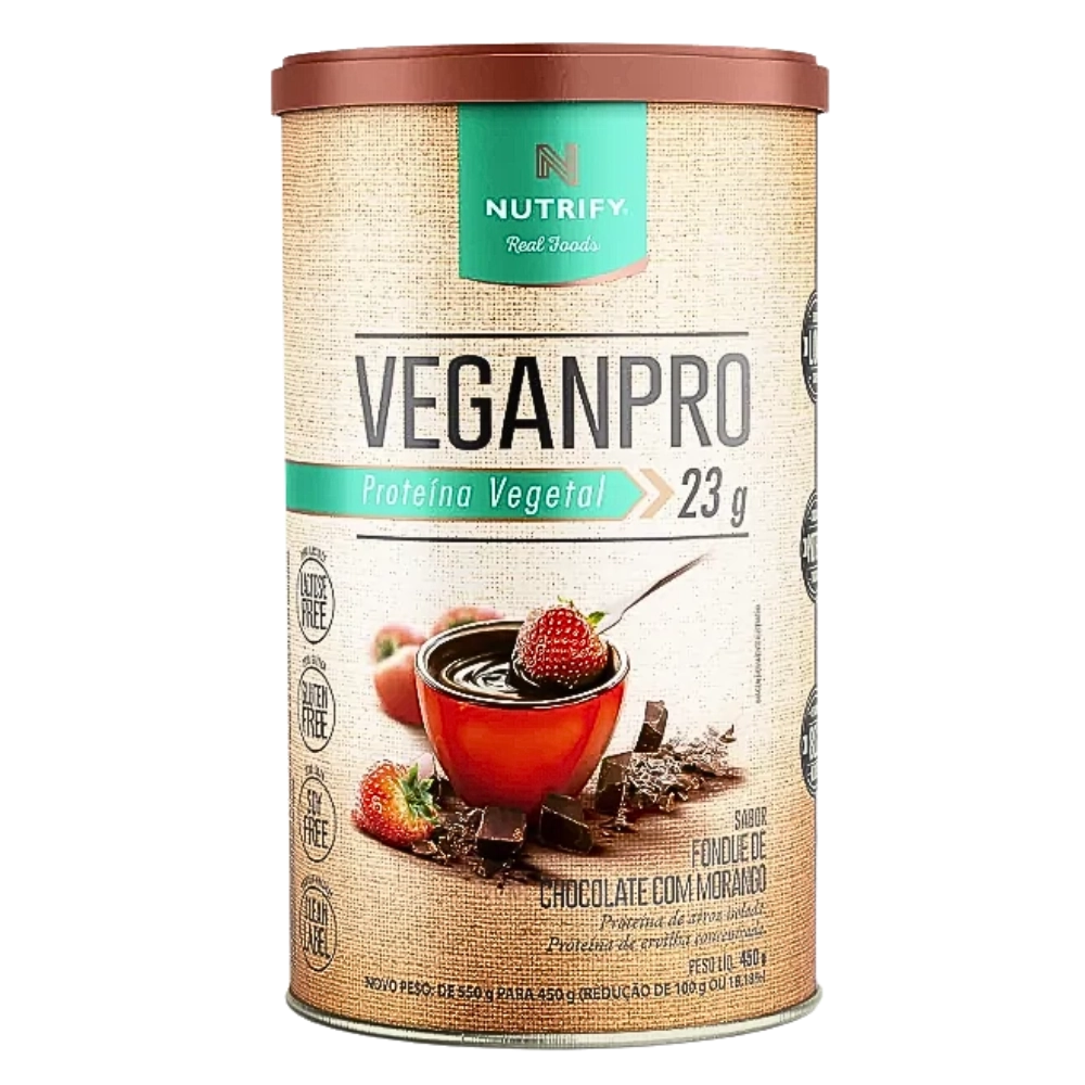 Fitness & Performance Vegan Pro · Sabores | 450g | Sabor Foundue de Chocolate com Morango — Nutrify