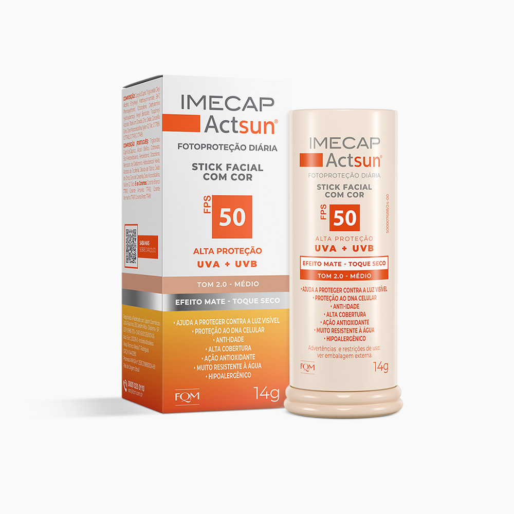 Linha Imecap Actsun Protetor Solar em Bastão com Cor Claro — Imecap