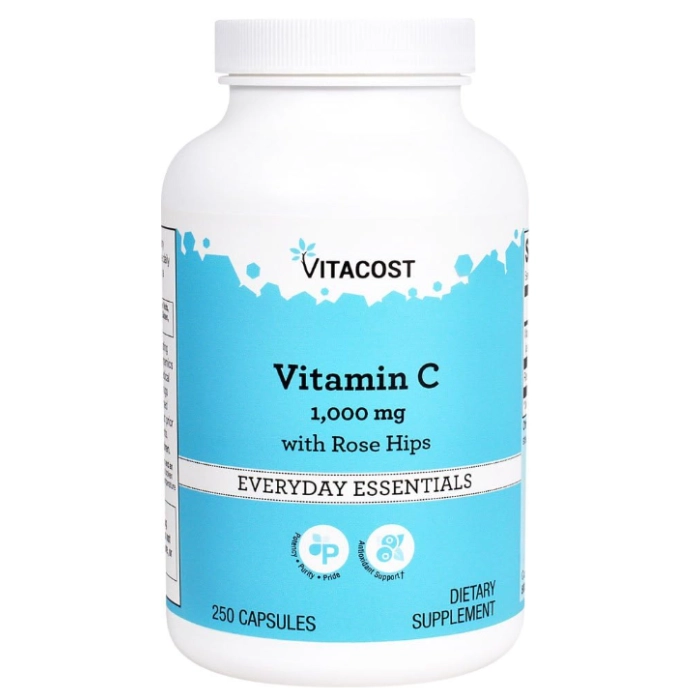 Vitaminas Vitamina C 1000mg com Rosa Mosqueta — 250 Cápsulas — Vitacost
