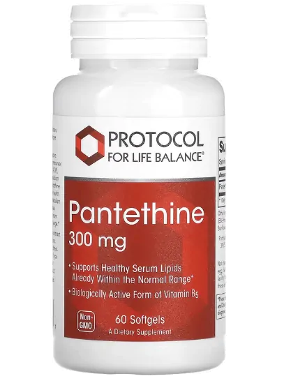 Vitaminas Pantetina · Ácido Pantotênico 300mg | 60 cápsulas moles — Protocol for Life Balance