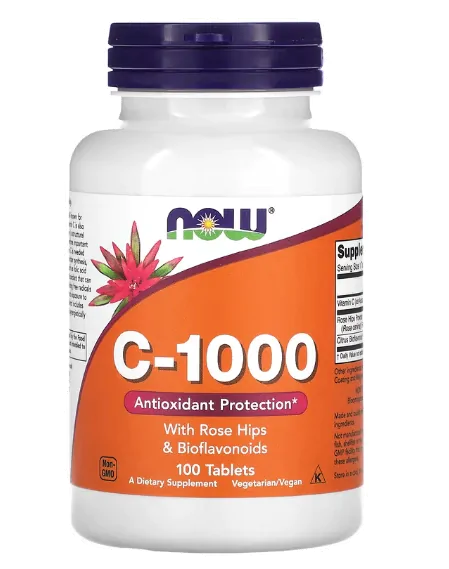 Vitaminas Vitamina C-1000 · Com Rosa Mosqueta e Bioflavonoides | 100 Comprimidos — Now