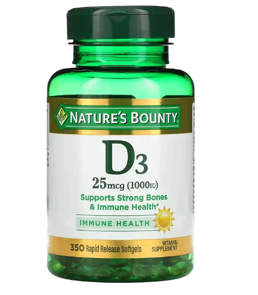 Vitaminas Vitamina D3 25mcg (1000IU) — 350 Cápsulas — Nature's Bounty