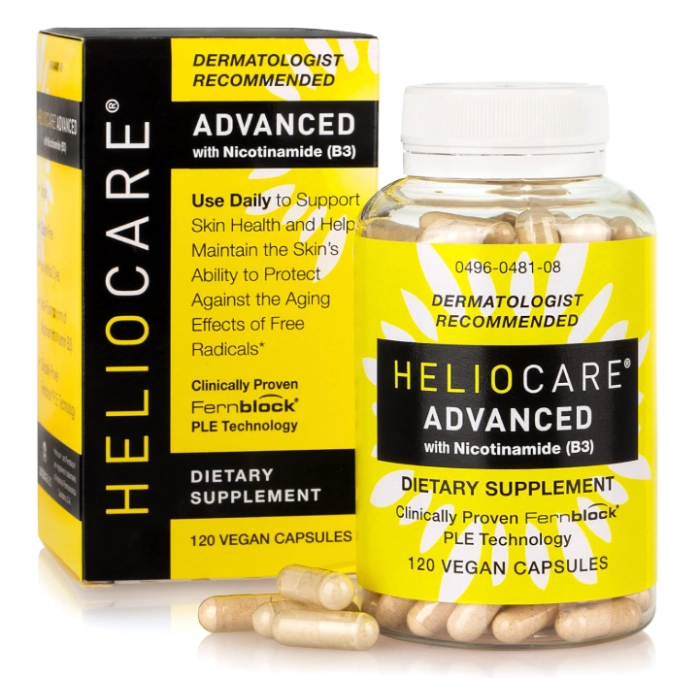 Vitaminas Advanced Niacina B3 250mg · Extrato de Fernblock PLE | 120 Cápsulas — Heliocare