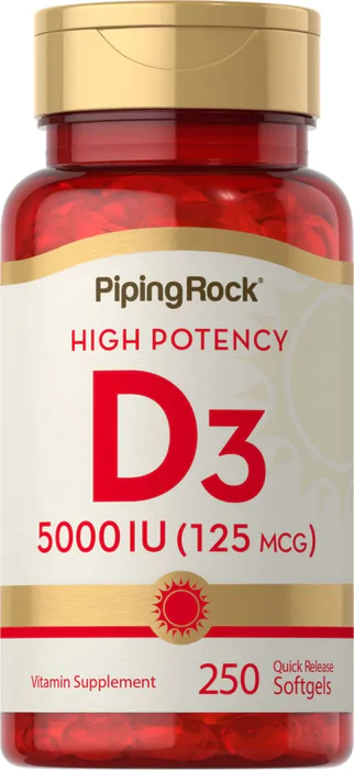 Vitaminas Vitamina D3 5000UI — 250 Cápsulas — PipingRock