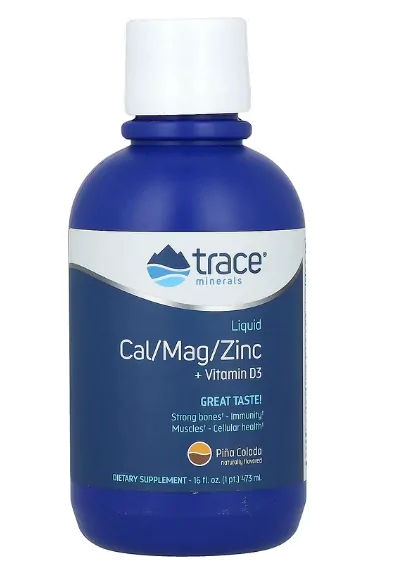 Vitaminas Cálcio Magnésio Zinco · Líquido + Vitamina D3 | 473ml Sabor Piña Colada — Trace Minerals
