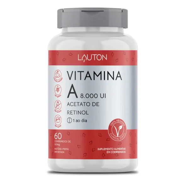 Vitaminas Vitamina A 8000UI — 60 Comprimidos — Lauton Nutrition