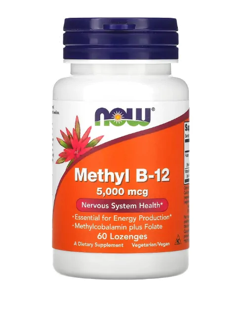 Vitaminas Metil B12 · 5.000mcg | 60 Pastilhas — Now