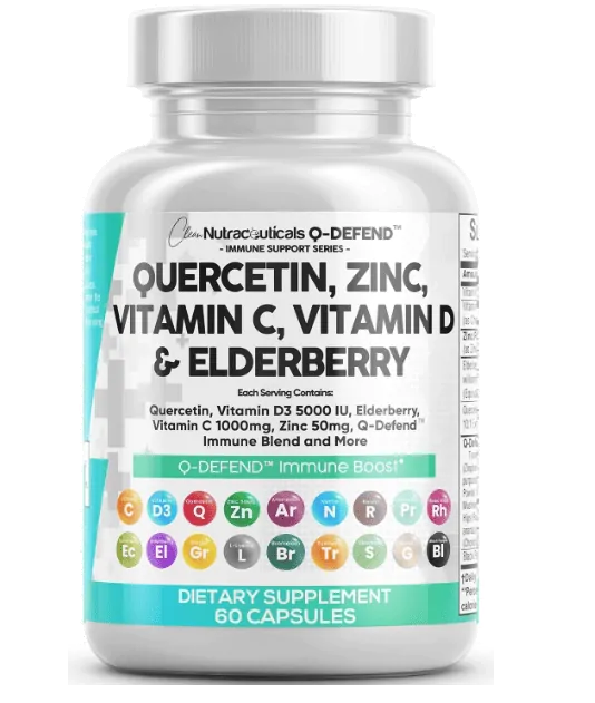 Vitaminas Suplemento de suporte à defesa imunológica · Quercetina | Zinco | Vitamina C e D | Bromelaína Sabugueiro | 60 cápsulas | Nutra — N