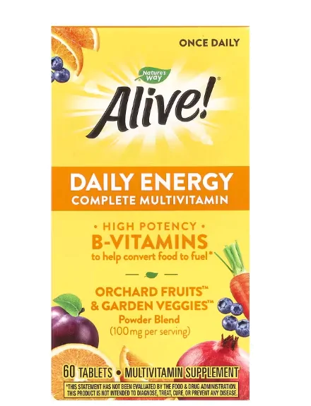 Vitaminas Multivitamínico Completo Alive! Energia Diária — 60 Comprimidos — Nature's Way