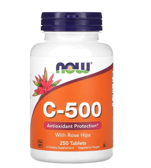 Vitaminas Vitamina C-500 Com Rosa Mosqueta — 250 Comprimidos — Now