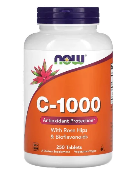 Vitaminas Vitamina C-1000 — Com Rosa Mosqueta e Bioflavonóides 250 comprimidos — Now