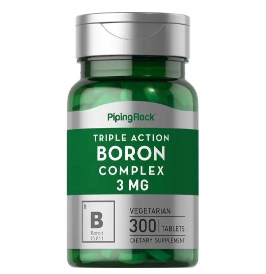 Vitaminas Complexo de Boro · Tripla Ação | 3mg | 300 Comprimidos | PipingRock — Piping Rock
