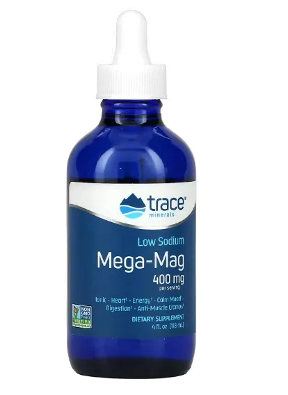 Vitaminas Mega-Mag · Fonte Natural de Cloreto de Magnésio e Minerais Iônicos | 400mg | 118ml — Trace Minerals