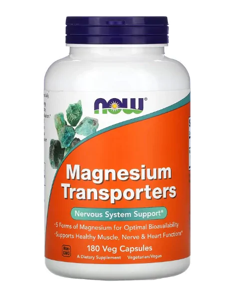 Vitaminas Transporters Magnésio 120mg — 180 Cápsulas — Now