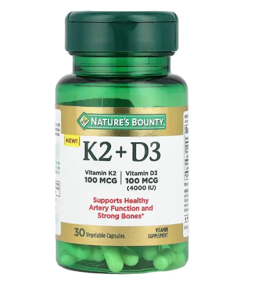 Vitaminas Vitamina K2 100mcg + D3 100mcg — 30 Cápsulas — Nature's Bounty