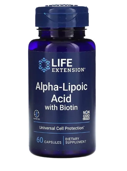 Vitaminas Ácido Alfa-Lipóico com Biotina · 250mg | 60 Cápsulas — Life Extension