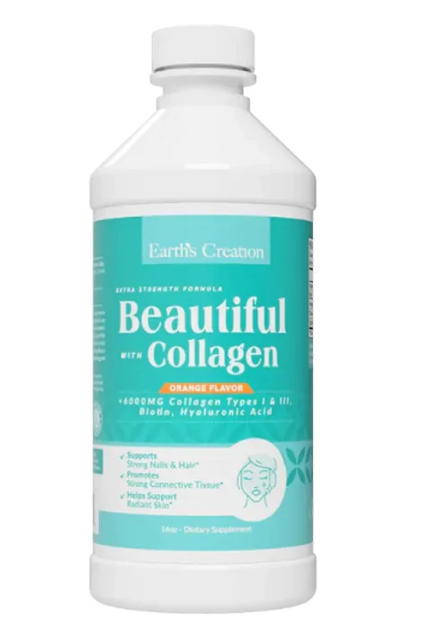 Vitaminas Beautiful Collagen · Colágeno Líquido 6000 com Biotina | 473ml Sabor Laranja — Earth's Creation