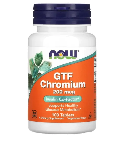 Vitaminas GTF Cromo · 200mcg | 100 Comprimidos — Now
