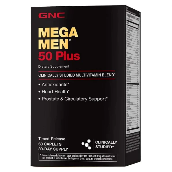Vitaminas Mega Men 50 Plus · Multivitamínico Senior | 60 Cápsulas — GNC
