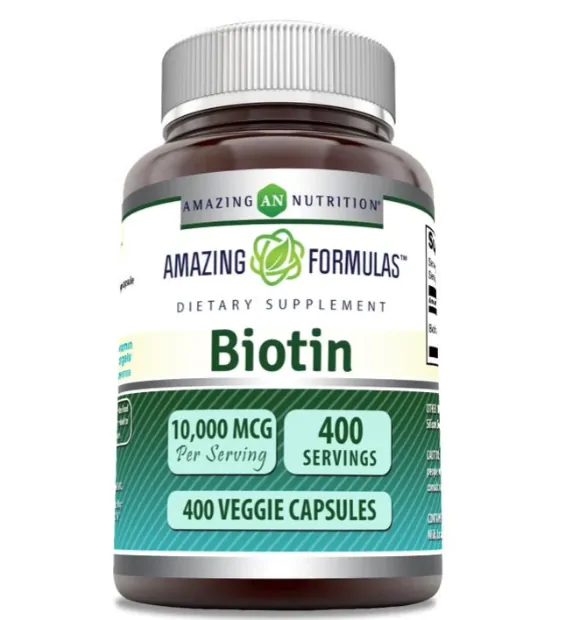 Vitaminas Biotina 10000mcg — 400 Cápsulas — Amazing Formulas