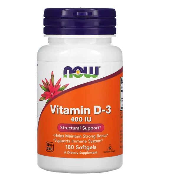 Vitaminas Vitamina D-3 · 400 UI | 180 cápsulas — Now