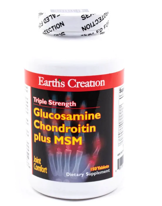 Vitaminas Glucosamina Condroitina com MSM — 150 Tablets — Earth's Creation