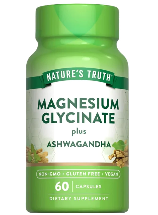 Vitaminas Magnésio Glycinate com Ashwagandha — 60 Cápsulas — Nature's Truth
