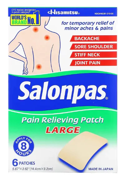 Vitaminas Adesivo para alívio da dor · Grande | 6 adesivos — Salonpas