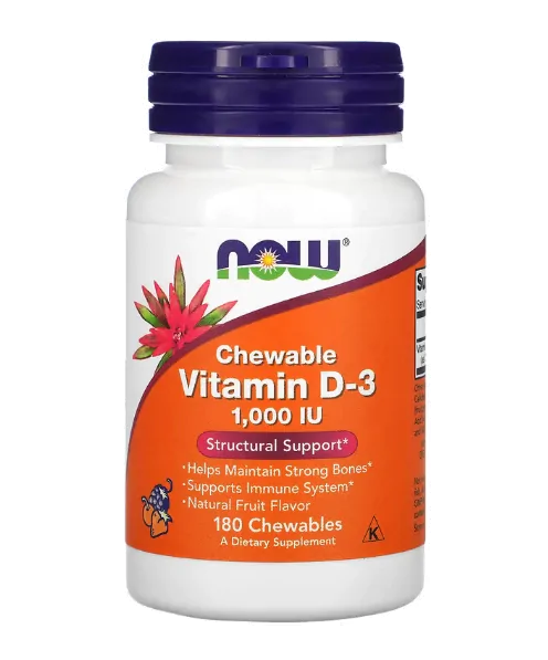Vitaminas Vitamina D3 1.000UI · 180 Mastigáveis | Sabor Natural de Frutas — Now