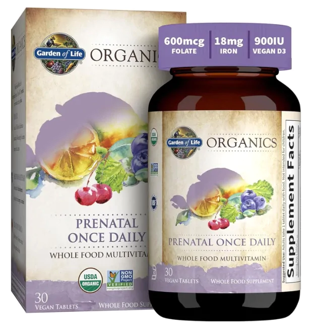 Vitaminas Multivitamínico Pré-Natal · Com ácido fólico | Vitamina D3 | Ferro | 30 comprimidos Vegano — Garden Of Life
